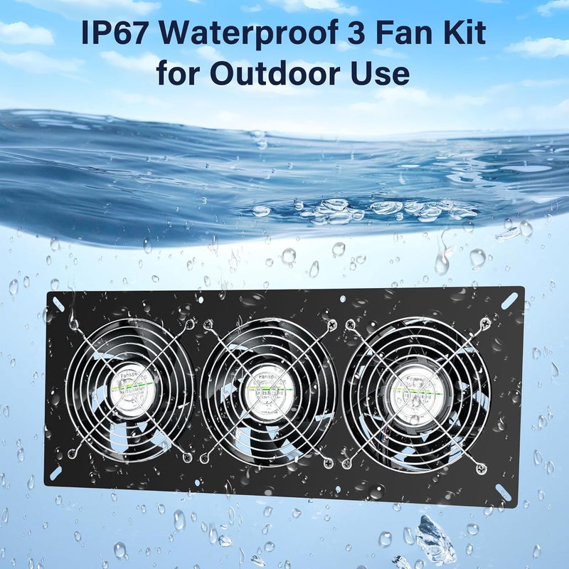 Fanspex Solar 3 Fan Kit, 25W Waterproofed Solar Powered Fans for Outdoor Chicken Coop, Greenhouse & Shed Intake or Exhaust Air - Image 4